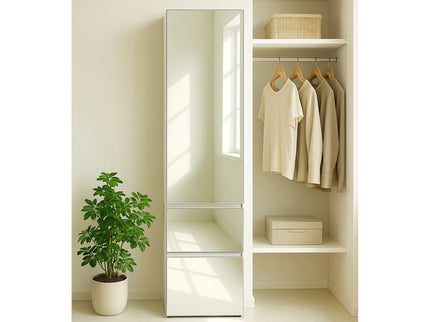 Elise - Slim Modular Closet Cabinet With Mirror - White