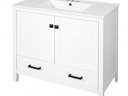 Bathroom Vanity With Sink, Soft Close Doors, Double Shelves & Divided Drawer