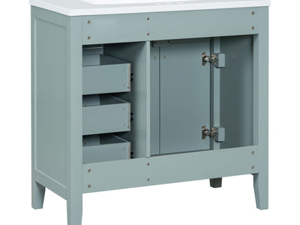 Modern Bathroom Vanity With Sink, Freestanding Design With Drawers And Doors