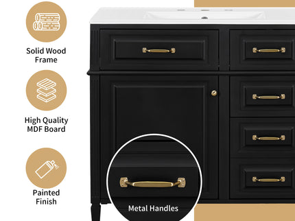 Modern Bathroom Vanity With Sink Top, Flip Drawer Design