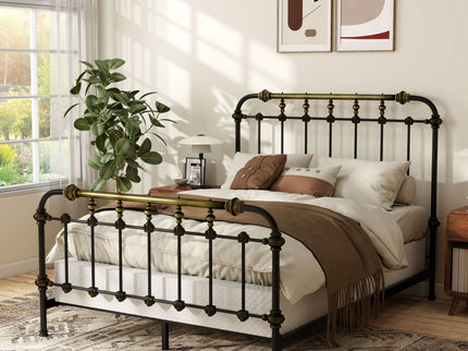 Transitional Style Bed With Accents