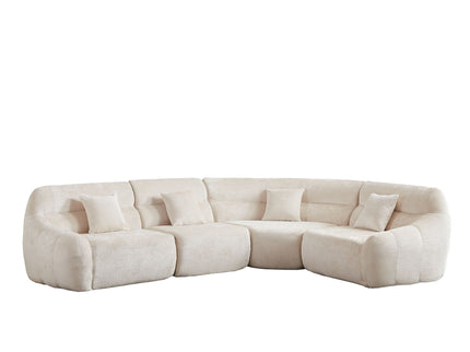 Luxury Curved Corner Sectional Sofa With 4 Pillows