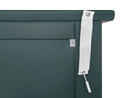 Hollow Carved 3 Drawer Dresser With Metal Handles, Storage Chest For Living Room Or Bedroom - Blackish Green