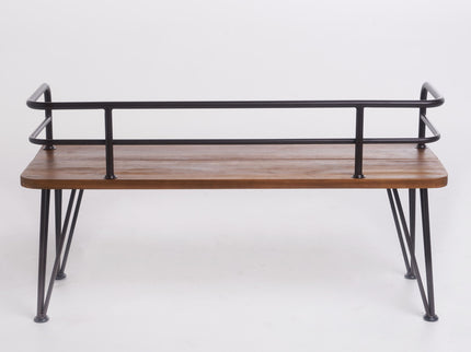 Outdoor Bench With Powder Coated Iron Frame - Teak