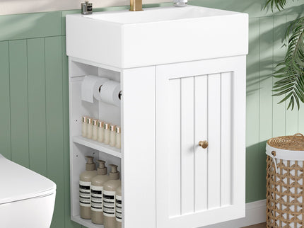 Modern Bathroom Vanity With Sink, Storage Cabinet, Drawer & Side Shelf