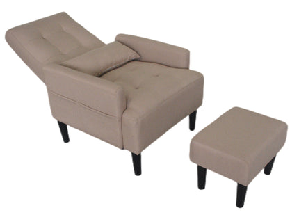 Living Room Sofa Single Chair And Ottoman, Modern Multi-Function Fabric Living Room Sofa Lounge Chair Bed And Stool. Soft Leisure Single Chair Adjustable Into 5 Angles With Sofa Bed