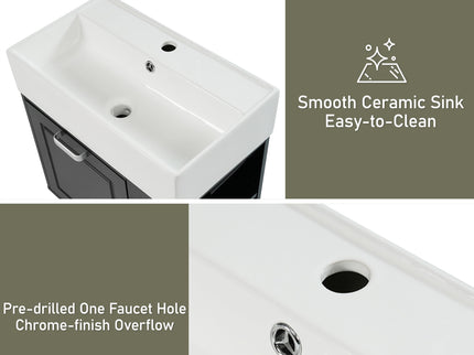 Modern Wall Mounted Bathroom Vanity With Sink, Soft Close Drawer, Adjustable Shelf, Toilet Paper Holder