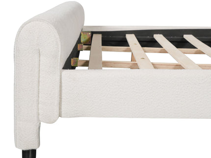 Luxury Upholstered Bed Frame With Curved Headboard & Footboard