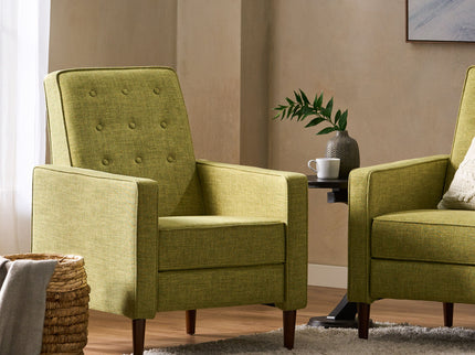 Mid-Century Modern Recliner With Button Tufted Waffle Stitch