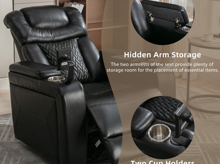 270 Degree Swivel Power Recliner With Tray Table, Phone Holder, Cup Holder, USB Port