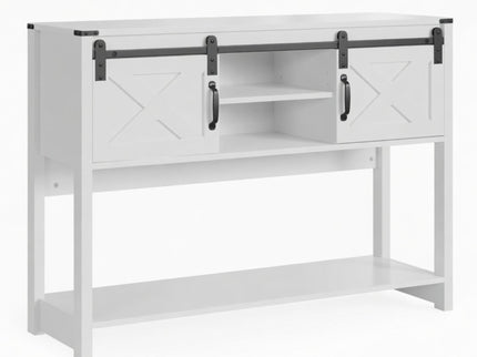 Farmhouse Entryway Table With Sliding Barn Door