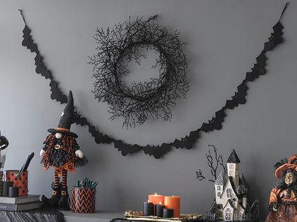 Standing Gnome With Banner & Spring Body, For Halloween Decor - Black / Orange / White