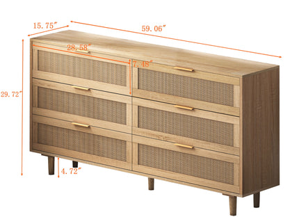 Modern 6 Drawer Storage Cabinet For Bedroom