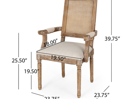 Upholstered Dining Chair With Cane Backrest