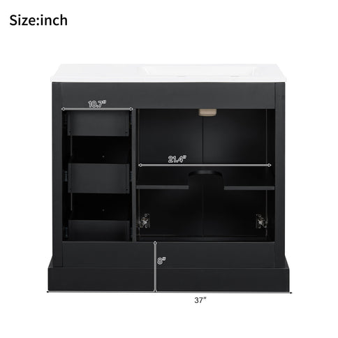 Bathroom Vanity With Sink, Soft-Close Doors, Adjustable U-Shelf, 3 Drawers