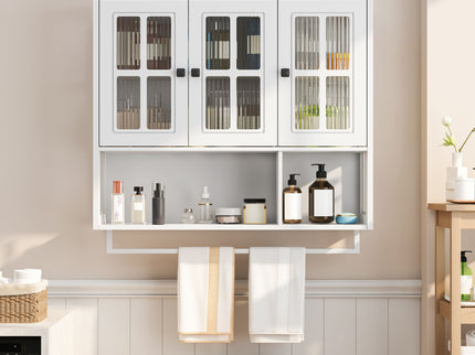 3 Door Wall Cabinet With Glass Door And Towel Bar