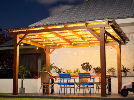 13 X 10 Ft Gazebo With Roof, Spacious Outdoor Patio Shade Structure For Backyard & Garden - Brown
