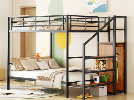 Bunk Bed With Lateral Storage Ladder And Wardrobe