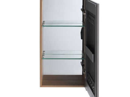 14" Bathroom Mirror Cabinet With Adjustable Shelves, Wall Mounted Medicine Storage Cabinet Frame With Soft Closing Hinges - Imitative Oak