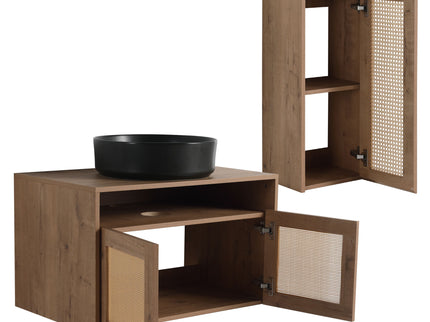 Bathroom Vanity With Art Sink And Side Cabinet, Float Mounting Design