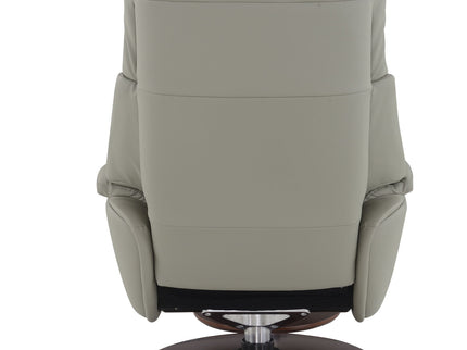 Kandoro - Top Grain Leather Accent Chair With Swivel & Ottoman - Gray