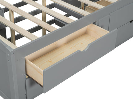 Daybed With 2 Bedside Cabinets, Upper Shelves And 4 Drawers