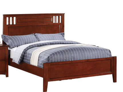 Simple Frame With Headboard And Vertical Carved Design