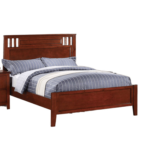 Simple Frame With Headboard And Vertical Carved Design