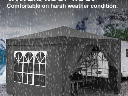 10'X10' Folding Canopy With 4 Removable Sidewalls Outdoor Event Shelter UPF 50+ Gazebo Portable Tents For Parties Beach Camping Wedding Ez Pop Up Canopy 4 Pieces Weight Bag + Carry Bag