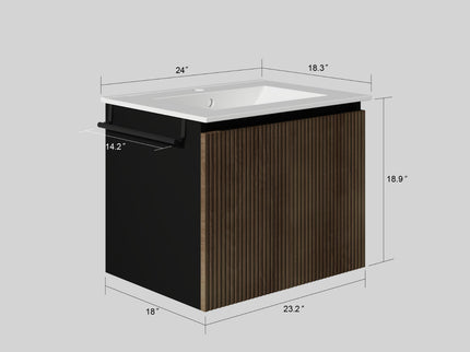 Floating Bathroom Vanity Combo, Towel Rack
