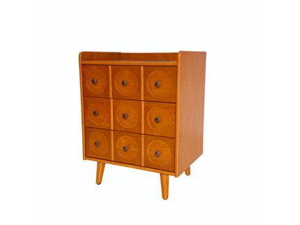 3 Drawer End Table With Charging Station For Bedroom - Natural Wood
