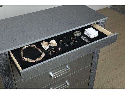 Lorenzo - Chest With Hidden Jewelry Compartment And Bar Handle - Silver