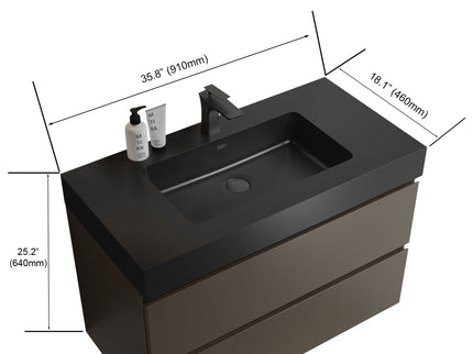 Alice - Bathroom Vanity With Sink, Large Storage Wall Mounted Floating Bathroom Vanity For Modern Bathroom, One-Piece Sink Basin Without Drain And Faucet