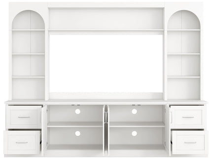 Arched Entertainment Center Wall Unit With Drawers, TV Stand