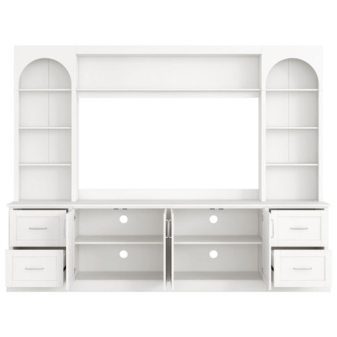 Arched Entertainment Center Wall Unit With Drawers, TV Stand