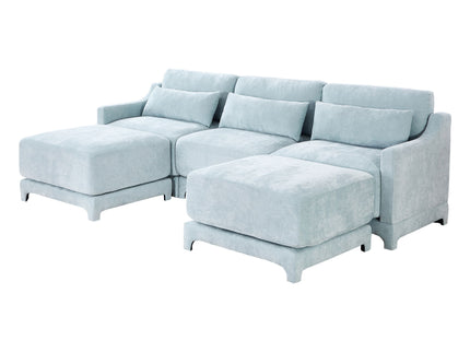 Stylish Sofa With Ottoman And Lumbar Pillows, Ergonomic Design