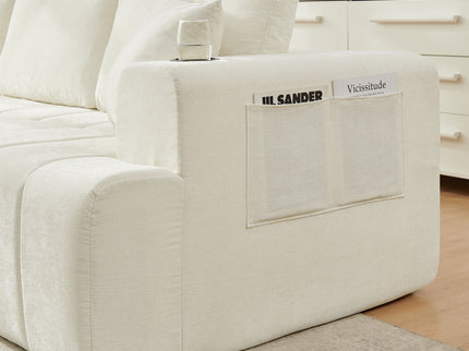 L - Shaped Sectional Sofa With Cup Holders & Side Pockets