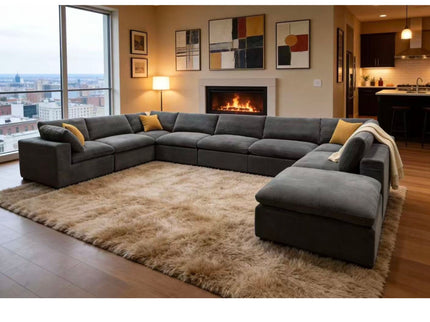 Custom Configuration Modular Sectional & Toss Pillows