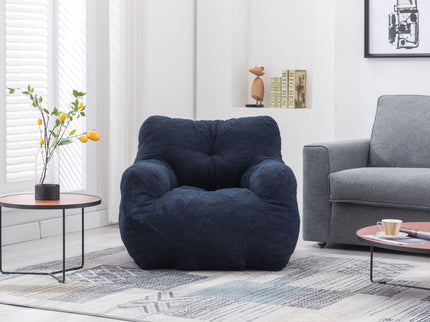 Soft Teddy Fabric Tufted Foam Bean Bag Chair With Teddy Fabric