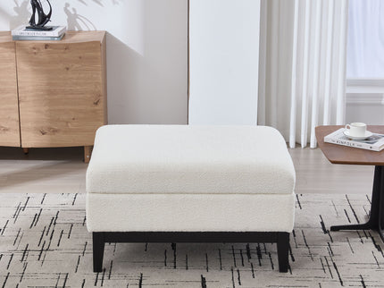 Upholstered Storage Ottoman With Reversible Lid Coffee Table With Rubberwood Legs