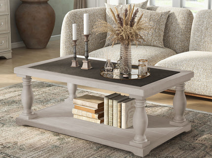 Farmhouse Rectangular Coffee Table With 2 Tiers