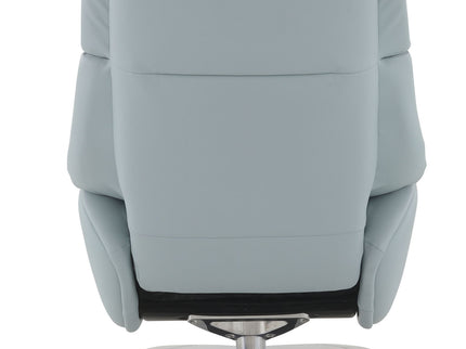 Janella - Top Grain Leather Accent Chair With Swivel & Ottoman - Baby Blue