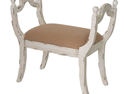 Harlow - Bench, Farmhouse / French Country Style Vanity Chair - Beige / White