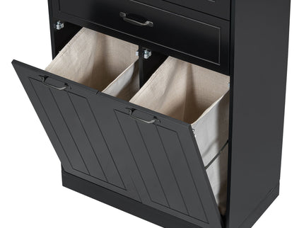 Modern Bathroom Storage Cabinet With Two Laundry Baskets, One Drawer, Adjustable Shelf