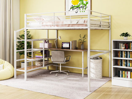 Loft Bed With Desk And Lateral Storage Ladder