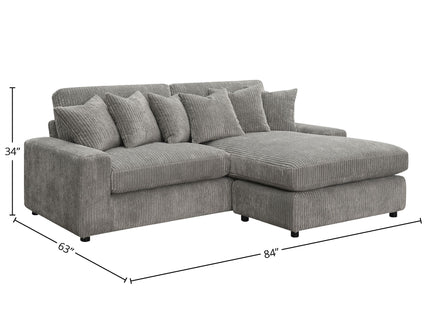 Tavia - Reversible Sectional Sofa With 6 Pillows - Gray