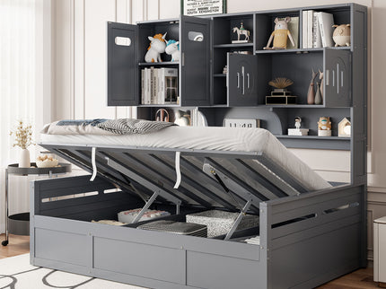 Daybed With All-In-One Cabinet And Shelf