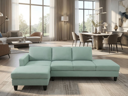 L - Shaped Sectional Sofa With Left Chaise & Ottoman - Pale Green