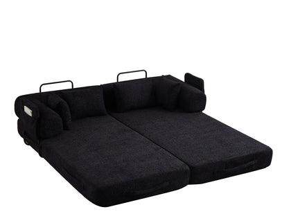 Convertible Sleeper Sofa Bed With Cylindrical Pillow