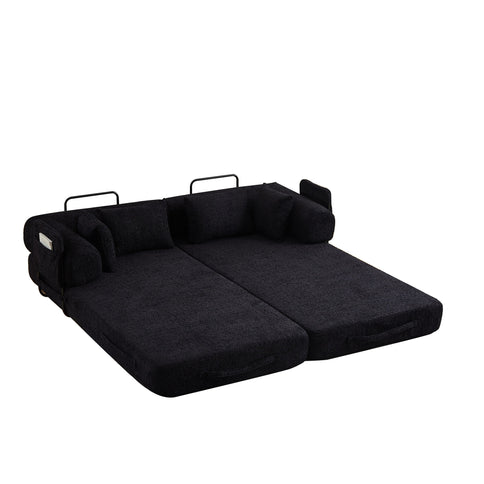 Convertible Sleeper Sofa Bed With Cylindrical Pillow